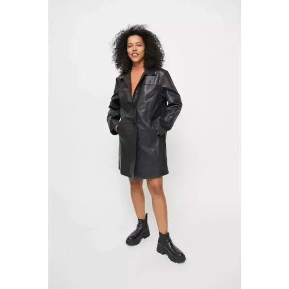 Deadwood Kara Recycled Leather Coat Size 36
